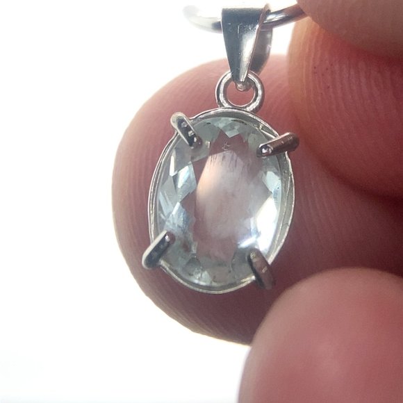 Aquamarine 1.20ct White Gold Finish Solid 925 Sterling Silver Pendant - Picture 3 of 6